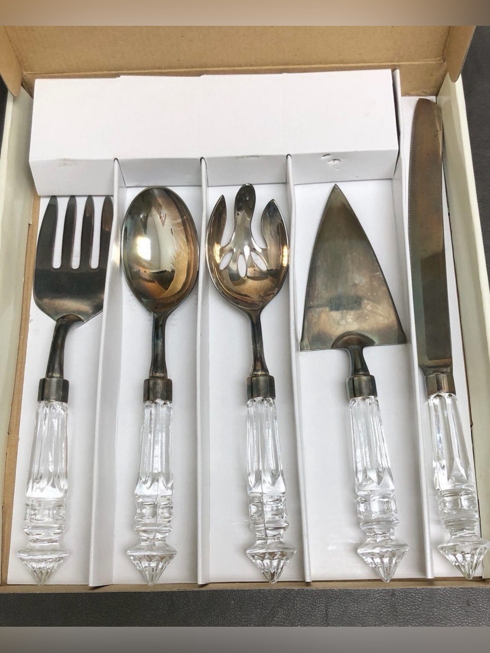 Catrina Crystal Handled 4 Piece Serving Set - Shannon By Godinger
